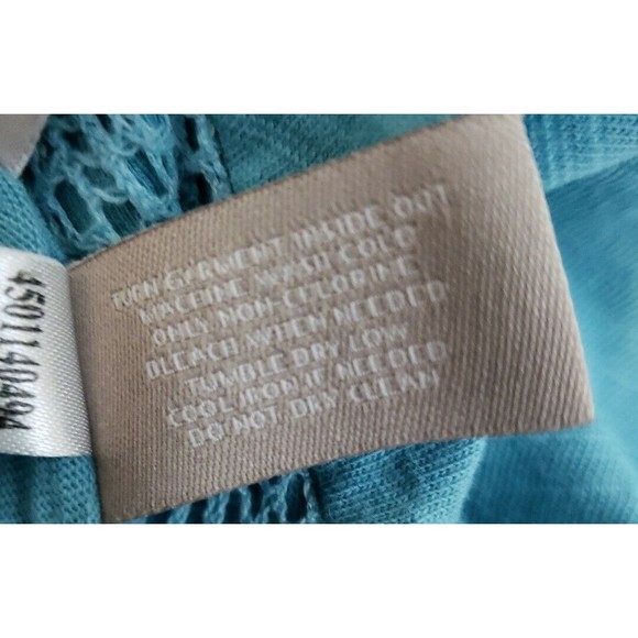 Chicos Blue 3/4 Sleeves Top Lace Overlay Size 1 med - Picture 7 of 8